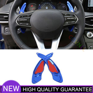 Steering Wheel Shift Paddles Decor For Hyundai Santa Fe 2019-2021 Aluminum Blue