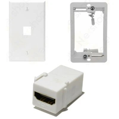 Ethernet Wall Plate, HDMI Coupler Female to Female, Jack Combo, Drywall Plate  - Image 1 of 4