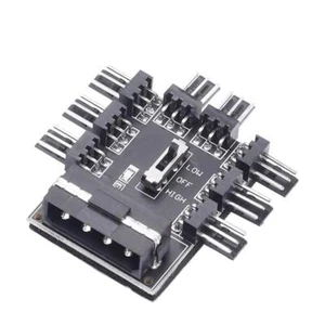 PC Speed Controller Adapter 3-level 12V Power Supply Cooler for 8-way Fans - Afbeelding 1 van 6