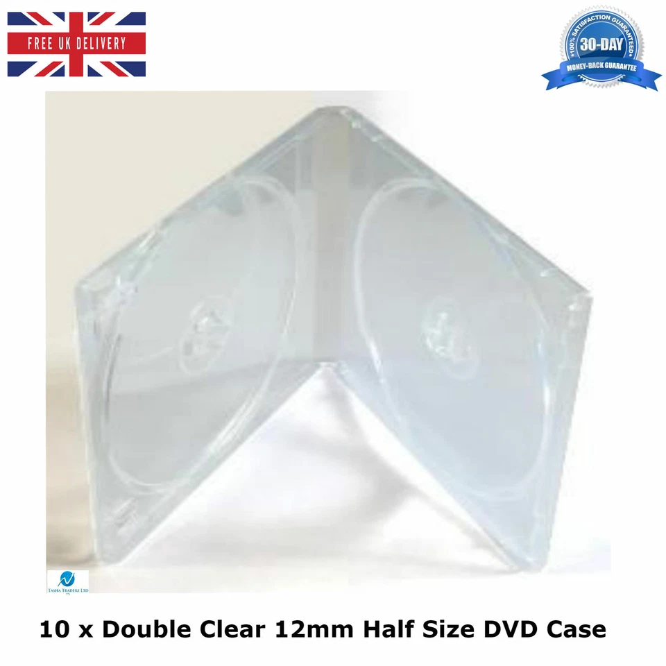 10 x Double Half Size DVD Clear 12mm Spine CD PP Case Clear Sleeve Booklet Clips - Image 1 of 4