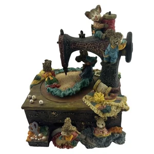 WHIMSICAL SEWING MACHINE WITH MICE MUSIC BOX- "Whistle While You Work" - Picture 1 of 5