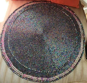 Tahari Beautiful Opalescent Beaded 15" Charger Placemat - Picture 1 of 6