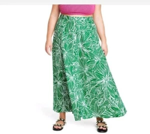 Tabitha Brown for Target - Größe 4X - Maxirock linear Blumenmuster - grün, neu - Bild 1 von 7