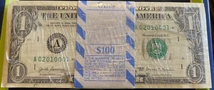 ⭐️FULL FANCY STRAP VERY RARE SERIALS TRINARY⭐️STAR NOTES 2017 $1 GEMUNCIRC BEPPK - Picture 1 of 9