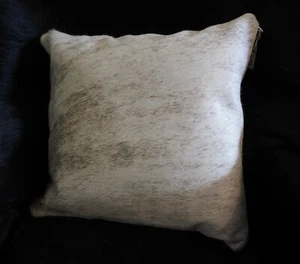 Beautiful Grey Wave - A Premium Leather Cowhide 40CM Sq Cushion Cover - Picture 1 of 6
