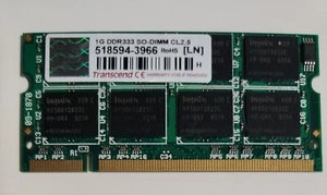 1GB DDR-333 SO-DIMM CL2.5 Laptop Memory - Transcend - Picture 1 of 3