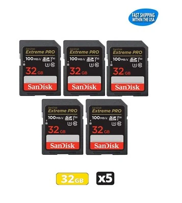 32GB Sandisk Extreme Pro SD Memory Cards for Camera/Trail Cam /Computers 5 Pack - Image 1 of 4