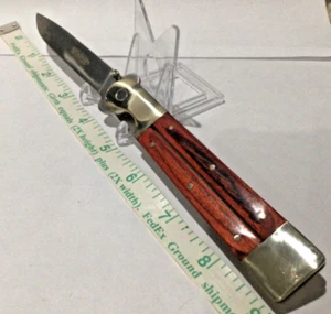 NEW Valor FOLDING POCKET KNIFE BLADE manual THUMB REDWOOD brass bolster C10 9” - Picture 1 of 13