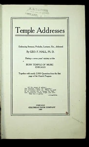 Temple Addresses G. F. Hall 1909 hardcover - Picture 1 of 2