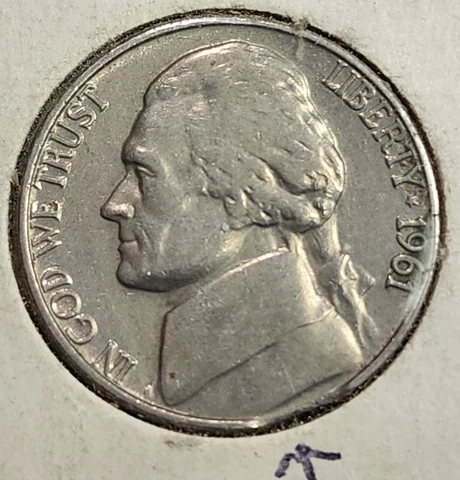 1961-P Clipped Planchet Nickel - Nice ꓤOꓤꓤƎ  Collector Coin! - RYB2 Cover