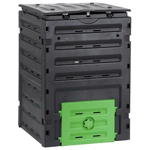  Garden Compost Plastic Bin 120 Gallon Black Secure Snap-On Lid and 80 Vents - Picture 1 of 15
