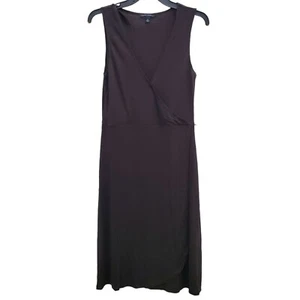 Banana Republic Women's Dark Olive Sleeveless Faux Wrap Midi Dress Size M - Picture 1 of 6