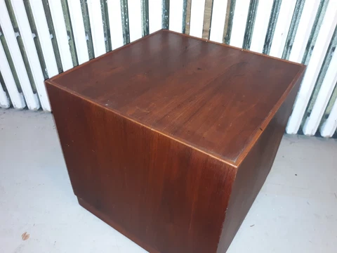 Mid Century Modern Wood Pedestal Stand Or Table Cube Shape Cover