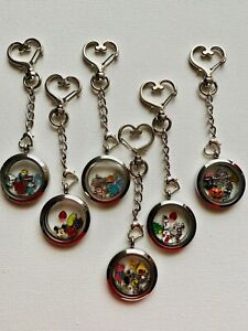 Stainless Steel Floating Charm Locket Keychain Dangle + Floating Charms