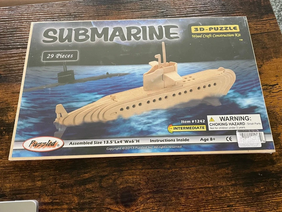 Puzzled Submarine Wooden 3d Puzzle Construction Kit 1242