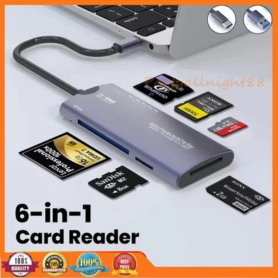 USB-C Kartenleser Speicherkartenleser Kartenlesegerät MicroSD/SD/TF/XD/CF/M2/MS - Bild 1 von 4