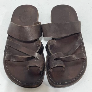 Jerusalem Rachel handgefertigte Zehenschlaufen-Sandalen Damengröße 9 braune Lederschuhe - Bild 1 von 12