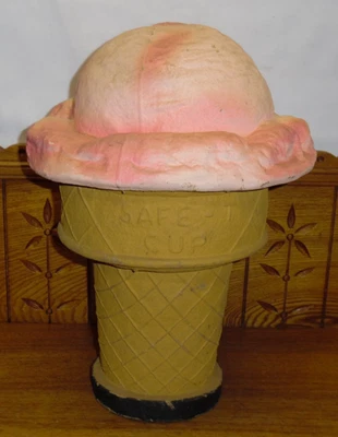 Expositor de fuente de soda cono helado taza en T caja fuerte papel maché vintage - 15" Foto 1 de 4