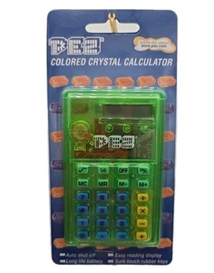 Vtg Pez Colored Crystal 3.5" Calculator Green w/Blue Yellow & Green Buttons - Picture 1 of 3