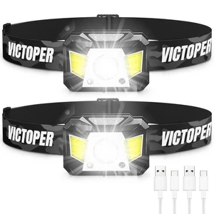 Rechargeable Headlamp 2 Pack, Motion Sensor Head Lamp with Red Light, 8 Modes... - Bild 1 von 7