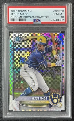 JESUS MADE PSA 10 2025 BOWMAN #BCP-50 CHROME PROSPECT X-FRACTOR REFRACTOR 3382 - Image 1 of 2