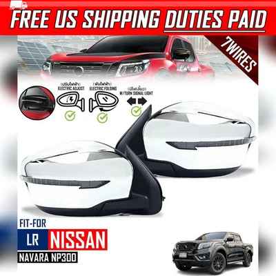 Par de espejos retrovisores laterales LR cromados de 7 cables para Nissan Navara NP300 D23 15-19 Foto 1 de 4
