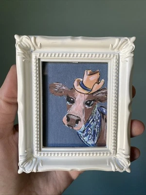 印花牛场动物 可爱、有趣、绘画、框架、微型、小、迷你 — 第 1/4 张图片