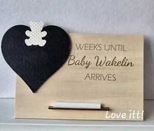 New Baby Countdown Plaque Birth Arrival Wall Sign Mum Dad Parent Gift Chalkboard - Picture 1 of 2