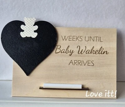 New Baby Countdown Plaque Birth Arrival Wall Sign Mum Dad Parent Gift Chalkboard - Image 1 of 2