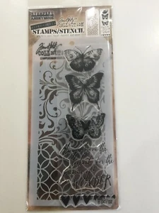 Watercolor Butterfly Clear Acrylic Stamp Stencil Set by Tim Holtz THMM103 NEW - Picture 1 of 2