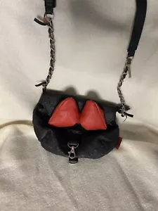 Disney Minnie Mouse Ear Crossbody Black Red Bow Bag Faux Leather Purse - Picture 1 of 8