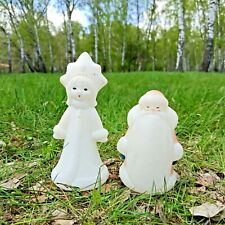Vintage plastic Santa Claus Father Frost and Snow Maiden Christmas dolls USSR 