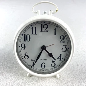 Vintage 80s Metal Clock Cream Battery operated Alarm - Picture 1 of 7
