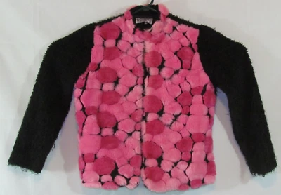 Chaqueta de piel sintética vintage Hanalori talla pequeña peso ligero hecha en EE. UU. negra/rosa  Foto 1 de 4