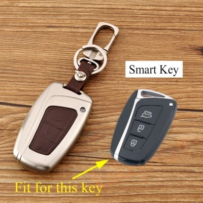 Metal 3 Buttons Key Case Holder Chain Cover Parts For Hyundai Santa Fe 2013-2018 - Image 1 of 4