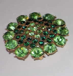 Spilla Scintillante Vintage Grande 2 1/4" Luce Andf Verde Scuro Sfaccettata - Foto 1 di 4