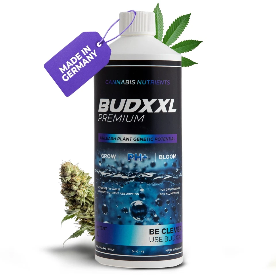 BUDXXL PH+ Plus für Cannabis-Grow - Kalium-Dünger zum pH erhöhen - 1 Liter