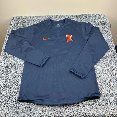 Nike Illinois Fighting Illini Sweatshirt Mens Medium Navy Blue Crew Neck NCAA Cover