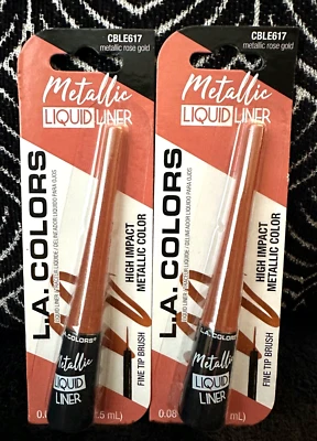 2x LA COLORS METALLIC ROSE GOLD CBLE617 FINE TIP BRUSH PRECISE LIQUID EYELINER - Image 1 of 4