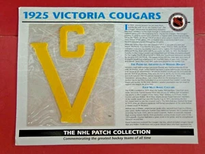 DE COLECCIÓN NHL HOCKEY 1925 Colección Victoria Cougars Parche con Tarjeta de Estadísticas de la Historia - Imagen 1 de 4