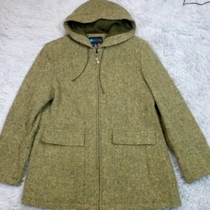 Relativity Jacket Womens L Green Wool Blend Coat Hood Zip Up Casual Comfort - Picture 1 of 11