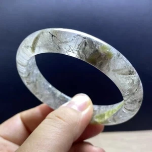 57mm Natural Snowfrost Rutilated Quartz Crystal Bangle AAAA - Picture 1 of 6
