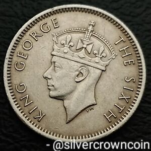 Malaya 10 Cents 1950. KM#8. Dime. Ten Pence coin. Malaysia. King George VI. H