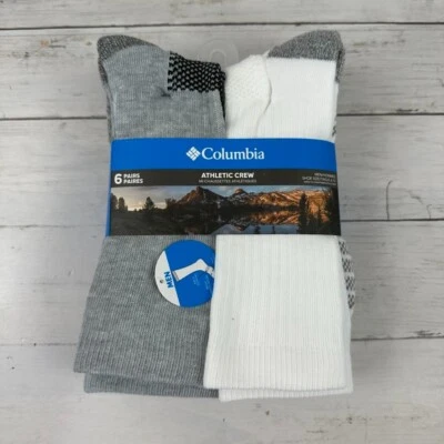 Calcetines deportivos Columbia para hombre blancos grises talla grande 6-12 - 6 pares NUEVO Foto 1 de 4