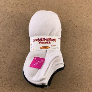 Dominique Nicole Girls Shoe Size 3.5-6 Black White Gray 6 Pack No Show Socks NWT - Picture 1 of 5