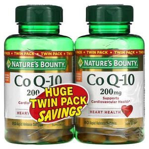 2 X Nature's Bounty, Co Q-10, Twin Pack, 200 mg, 80 Rapid Release Softgels Each - Picture 1 of 2