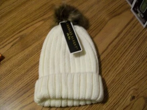 Women's Charles Albert Knit Beanie With Faux Fur Top Knot, NWT - Picture 1 of 2