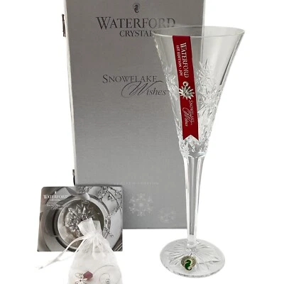 Waterford Crystal SNOWFLAKE Wishes JOY Fluted Champagne Flute 2011 ~ Never Used