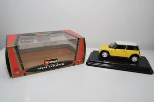 B63 1:24 BBURAGO BURAGO MINI COOPER AMARILLO BLANCO TECHO SIN USAR, EN CAJA - Imagen 1 de 14