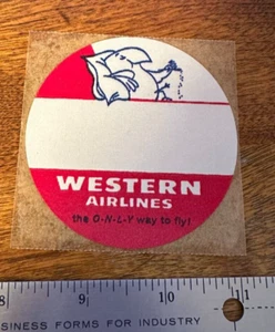 Western Airlines - Wally Bird - La única manera de volar - Etiqueta autoadhesiva - Como nuevo - Imagen 1 de 1